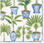 SERVILLETA LUNCHEON POTTED PALMS WHITE