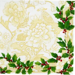 SERVILLETA LUNCHEON HOLLY CERAMIC IVORY/GOL