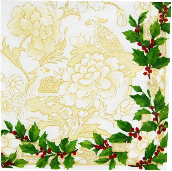 SERVILLETA LUNCHEON HOLLY CERAMIC IVORY/GOL