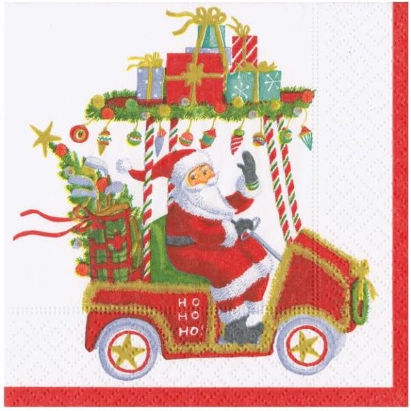 SERVILLETA COCKTAIL SANTA ´S GOLF CART