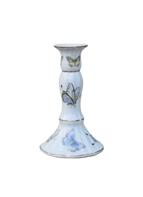 SET DE DOS CANDELABROS DE PORCELANA MARIPOSA