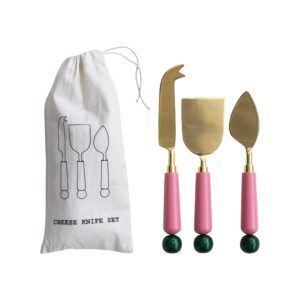 SET DE TRES CUACHILLOS PARA QUESO MANGO ROSA