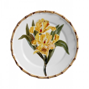 SET DE 4 PLATOS DE COMIDA ORQUIDEA AMARILLA