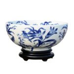 MACETERO DE PORCELANA AZUL C/BASE
